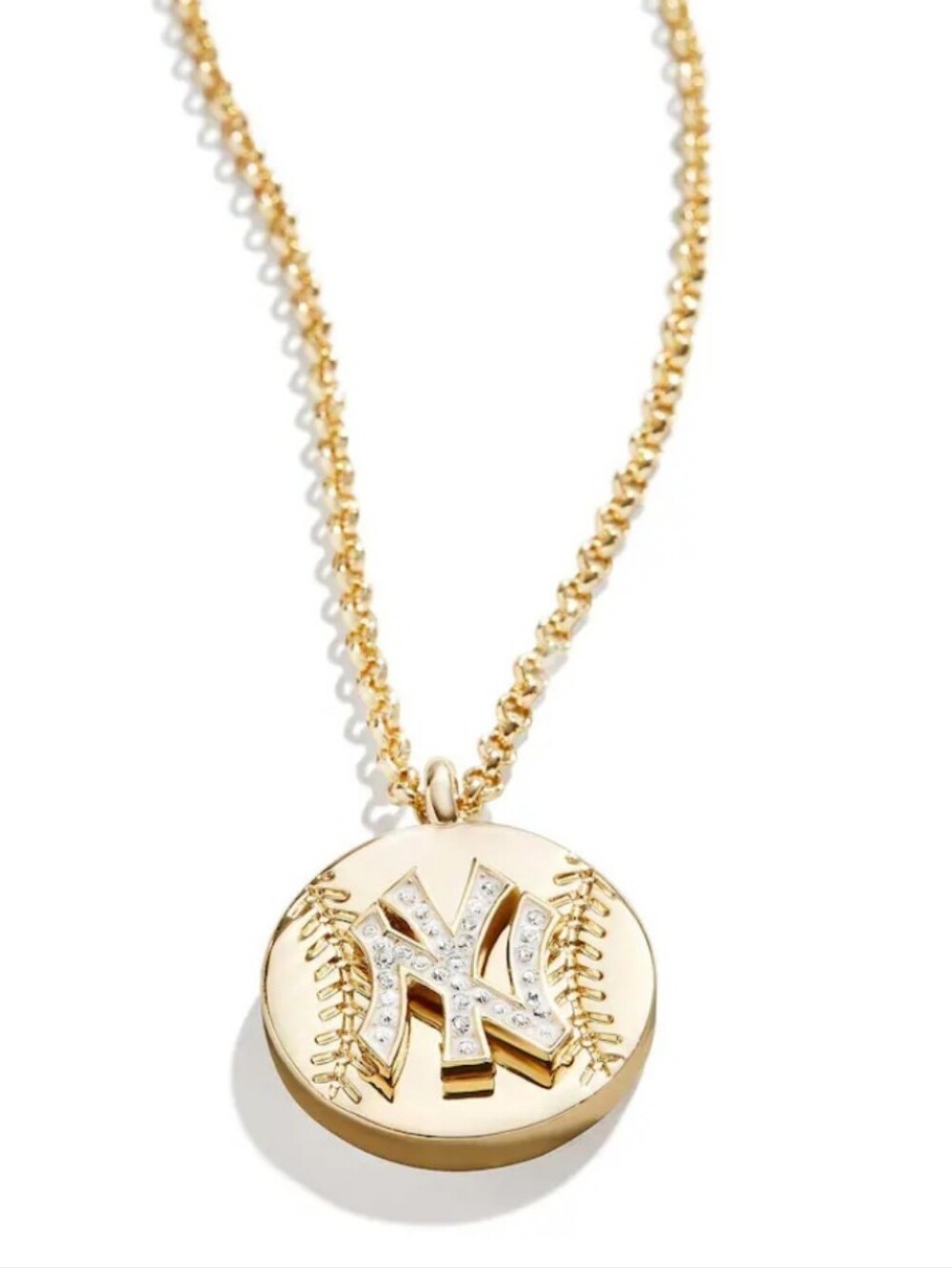 BaubleBar Official MLB New York Yankees Baseball Pendant Necklace - NEW